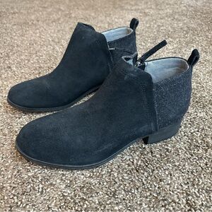 TOMS Black Suede Ankle Boots NWOT